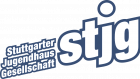 Das stjg-Logo mit wei&szlig;er Schrift und schwarzer Umrandung